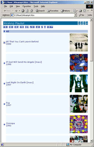 Albums af den valgte kunstner, her U2.
