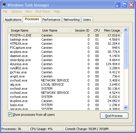 Du kan se her hvor meget hukommelse Foxit Reader bruger, omkring 16-17 MB - ikke meget efter min opfattelse.
